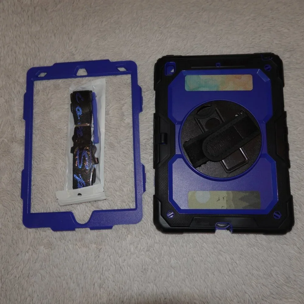 Shockproof iPad Case, Screen Protector, Pencil Holder, 360° Rotating Hand Stand